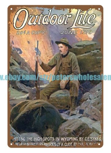 Outdoor Hunting Pictures - 1919 Outdoor Life Bärenjagd-Gewehr Jäger Metall-Blechschild