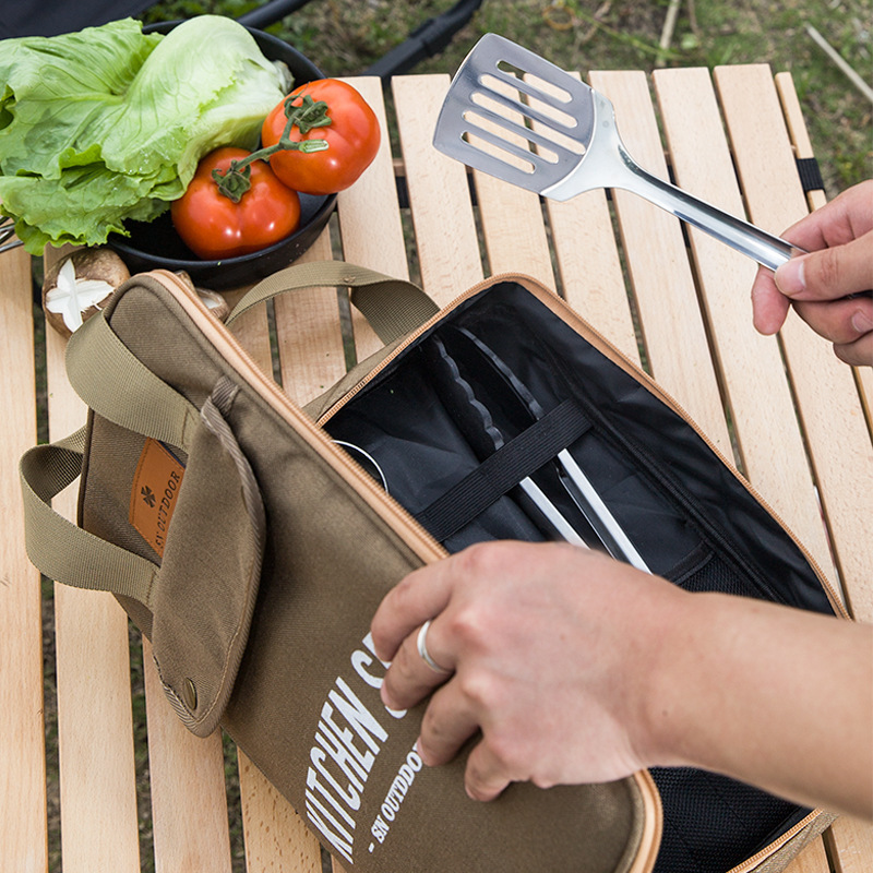 Outdoor Hunting Kitchen - 8-teiliges Camping-Kochgeschirr-Set Tragbare Tasche Outdoor-Reise-Utensilien Aufbewahrungstasche