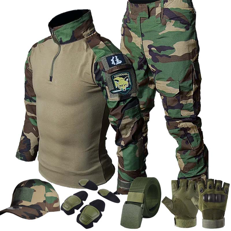 Hunting Outdoor Clothing - Taktisches Cargo-Uniform-Set in Dschungelgrün Langarm-Hemd Cargo-Hose